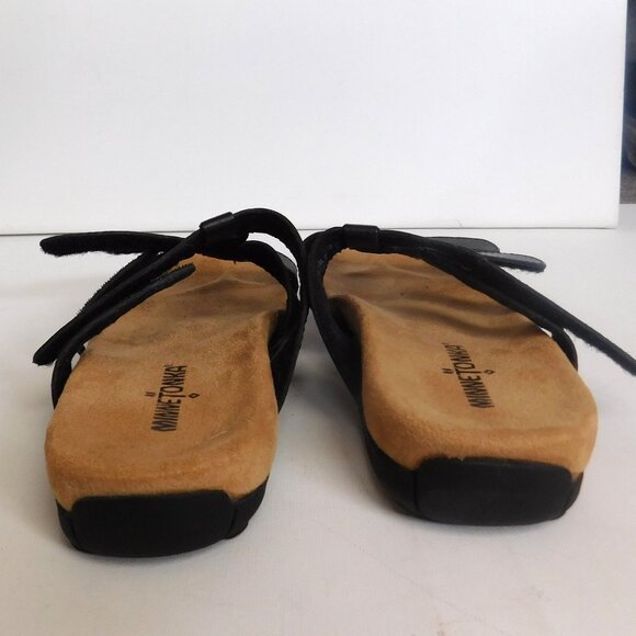 Minnetonka Leather Sandals Black Slip-On 3 Straps Women's Size 6 Adjustable - Picture 5 of 8